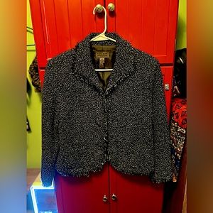 Women’s Black & White Frayed Blazer